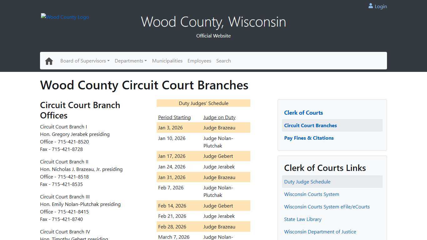 Wood County Circuit Court Branches - Wood County Wisconsin