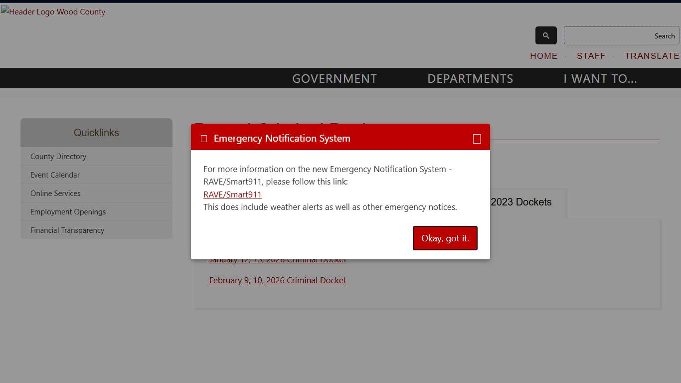 Posted Criminal Dockets Wood County, Texas