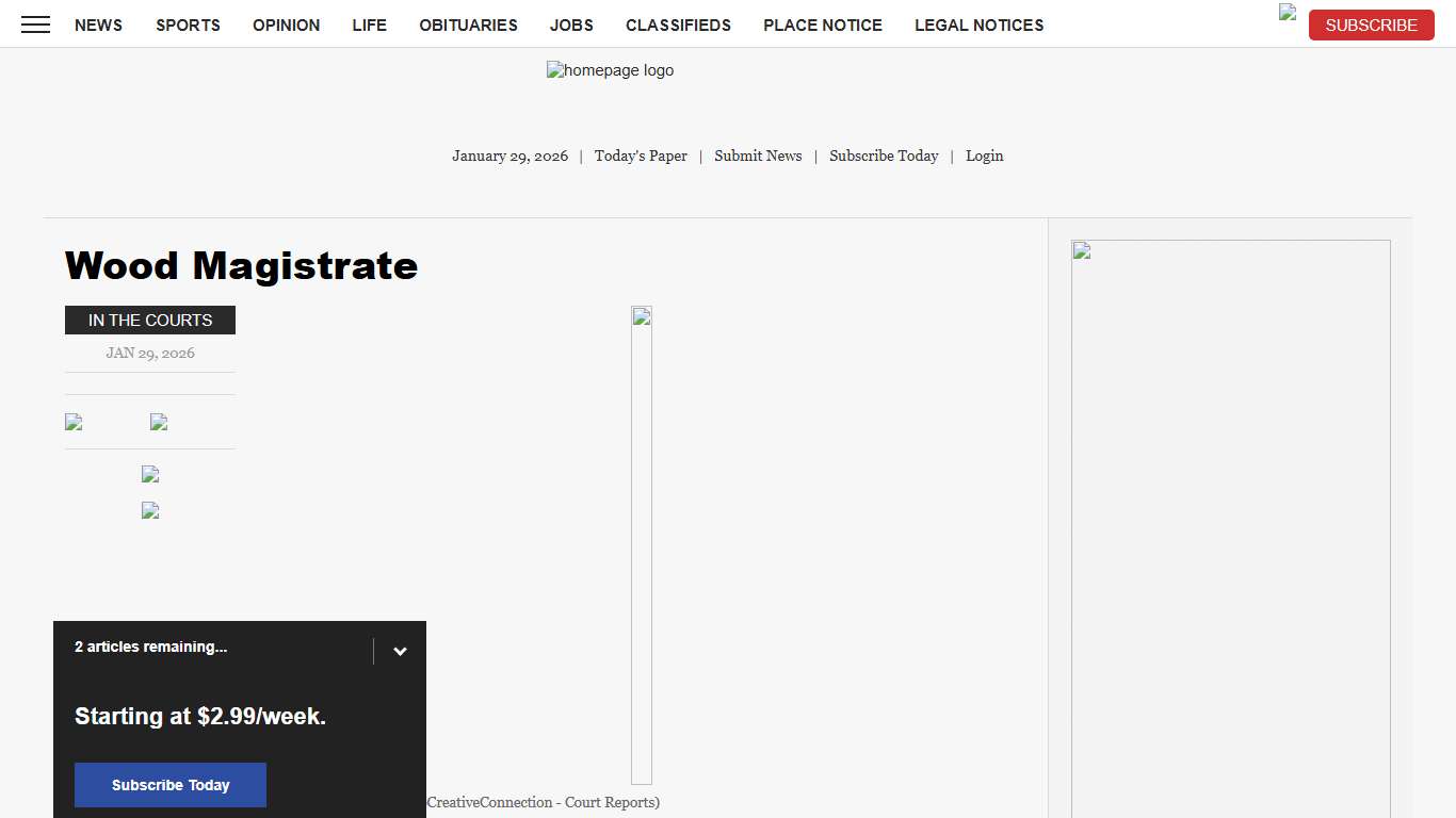 Wood Magistrate News, Sports, Jobs - News and Sentinel